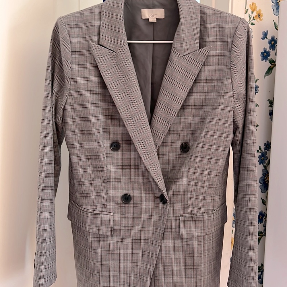 LOFT - Plaid Double Breasted Blazer